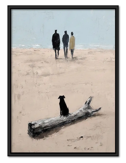 Black Cat on Quiet Beach Wall Art 1