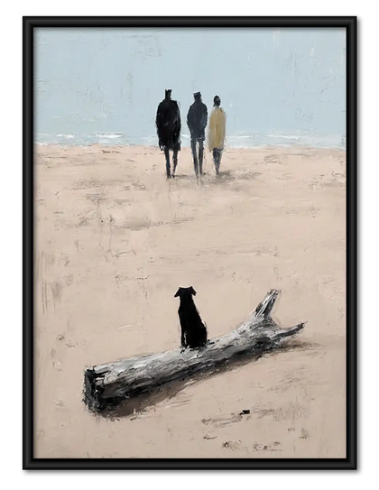 Black Cat on Quiet Beach Wall Art