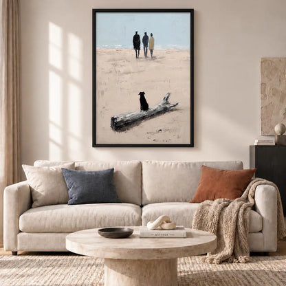 Black Cat on Quiet Beach Wall Art 2