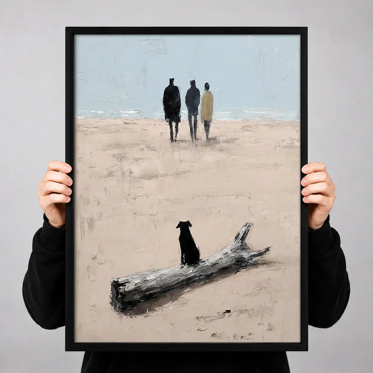 Black Cat on Quiet Beach Wall Art 3