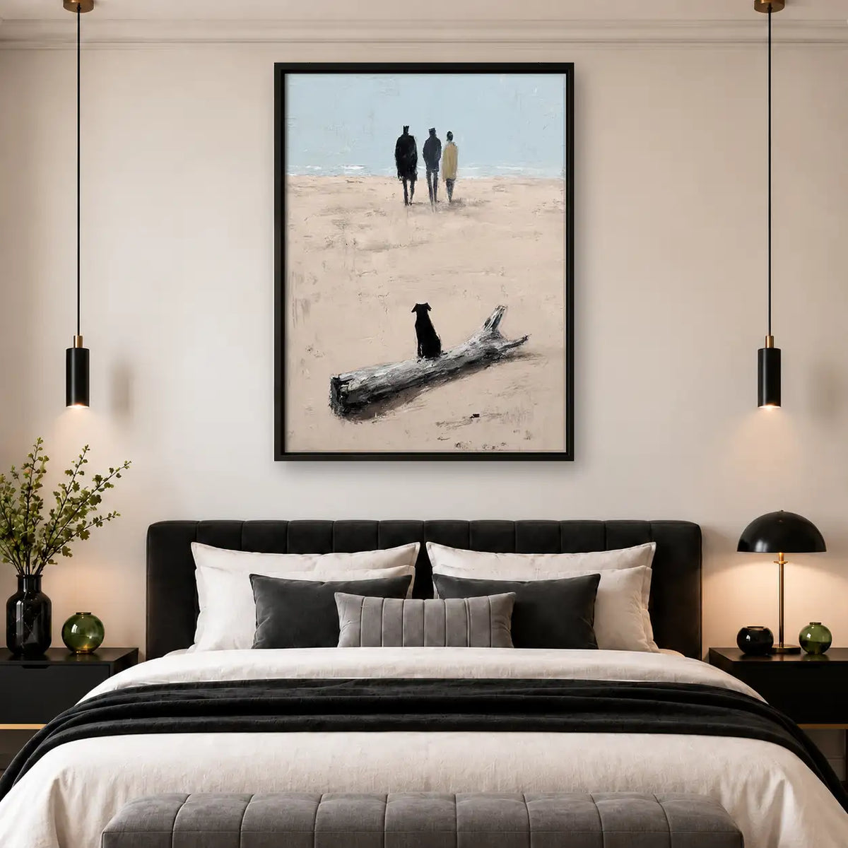 Black Cat on Quiet Beach Wall Art 4