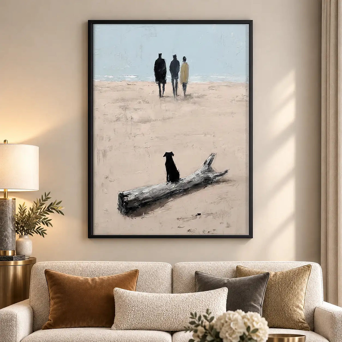 Black Cat on Quiet Beach Wall Art 5