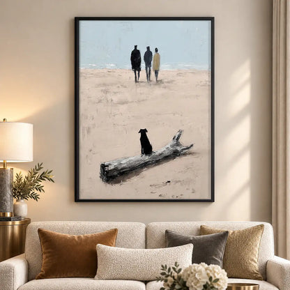 Black Cat on Quiet Beach Wall Art 5
