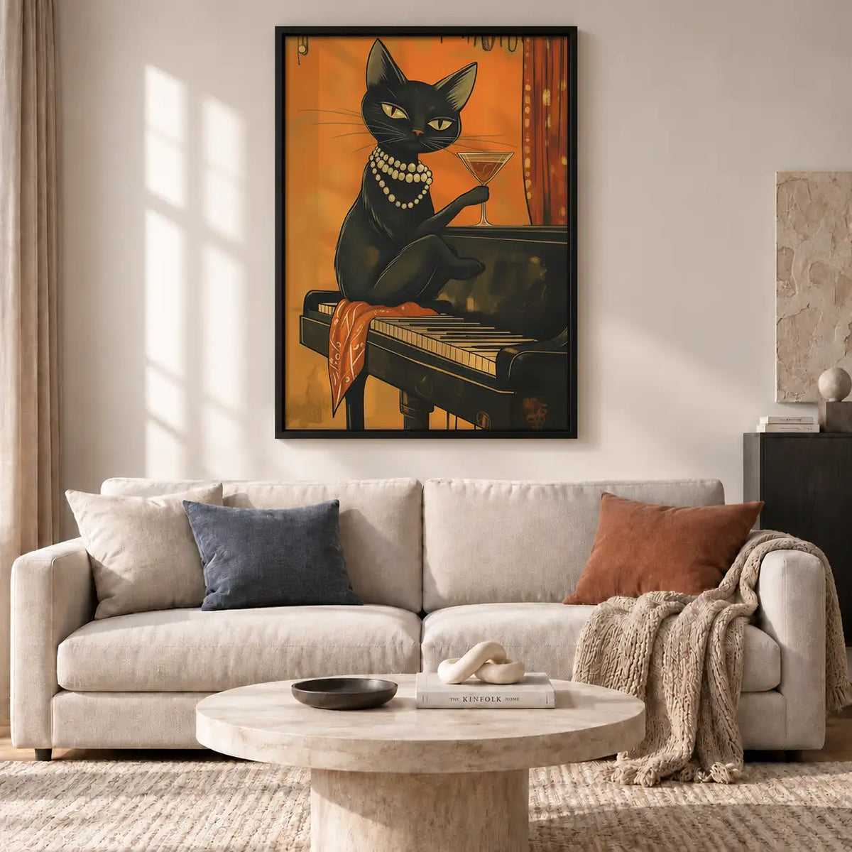 Black Cat Playing Jazz Piano Wall Art 2