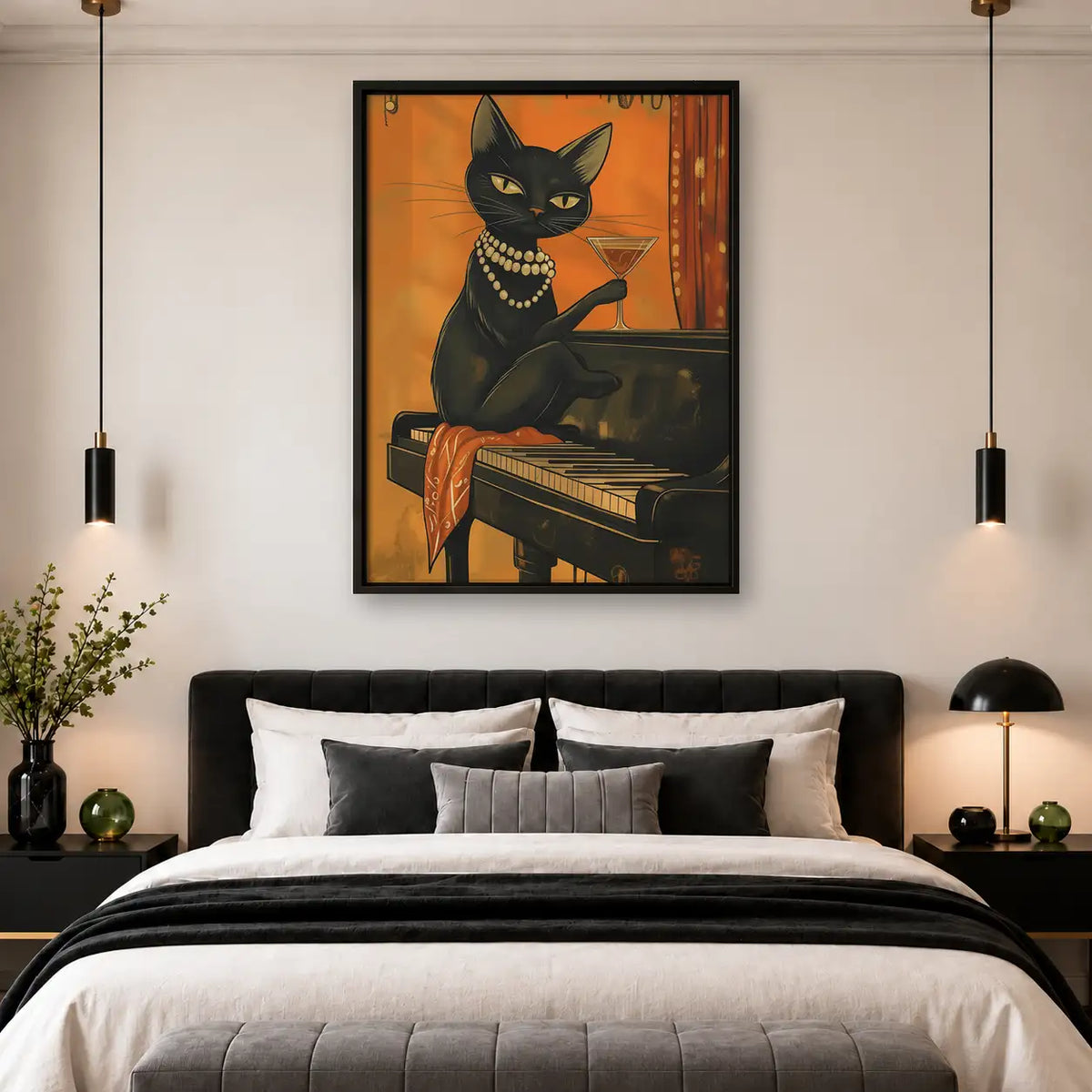 Black Cat Playing Jazz Piano Wall Art 4