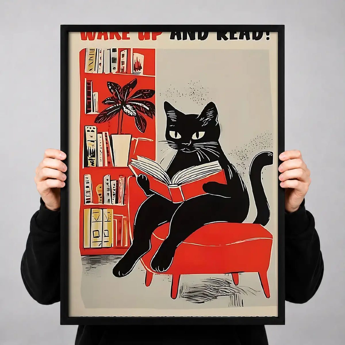 Black Cat Reading in Armchair Wall Art 3