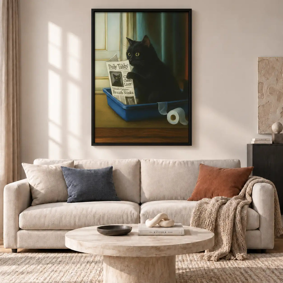 Black Cat Reading Litter Newspaper Wall Art 2