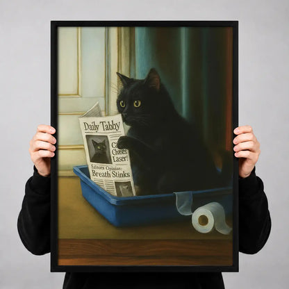 Black Cat Reading Litter Newspaper Wall Art 3