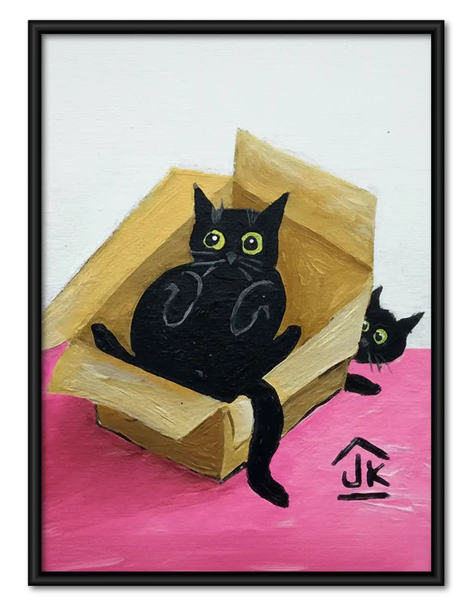 Black Cat Relaxing in Pink Armchair Wall Art 1