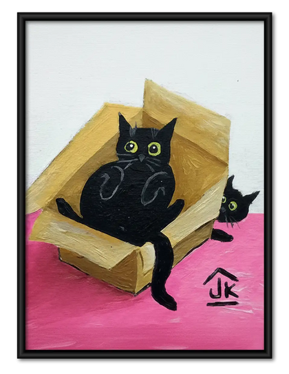 Black Cat Relaxing in Pink Armchair Wall Art
