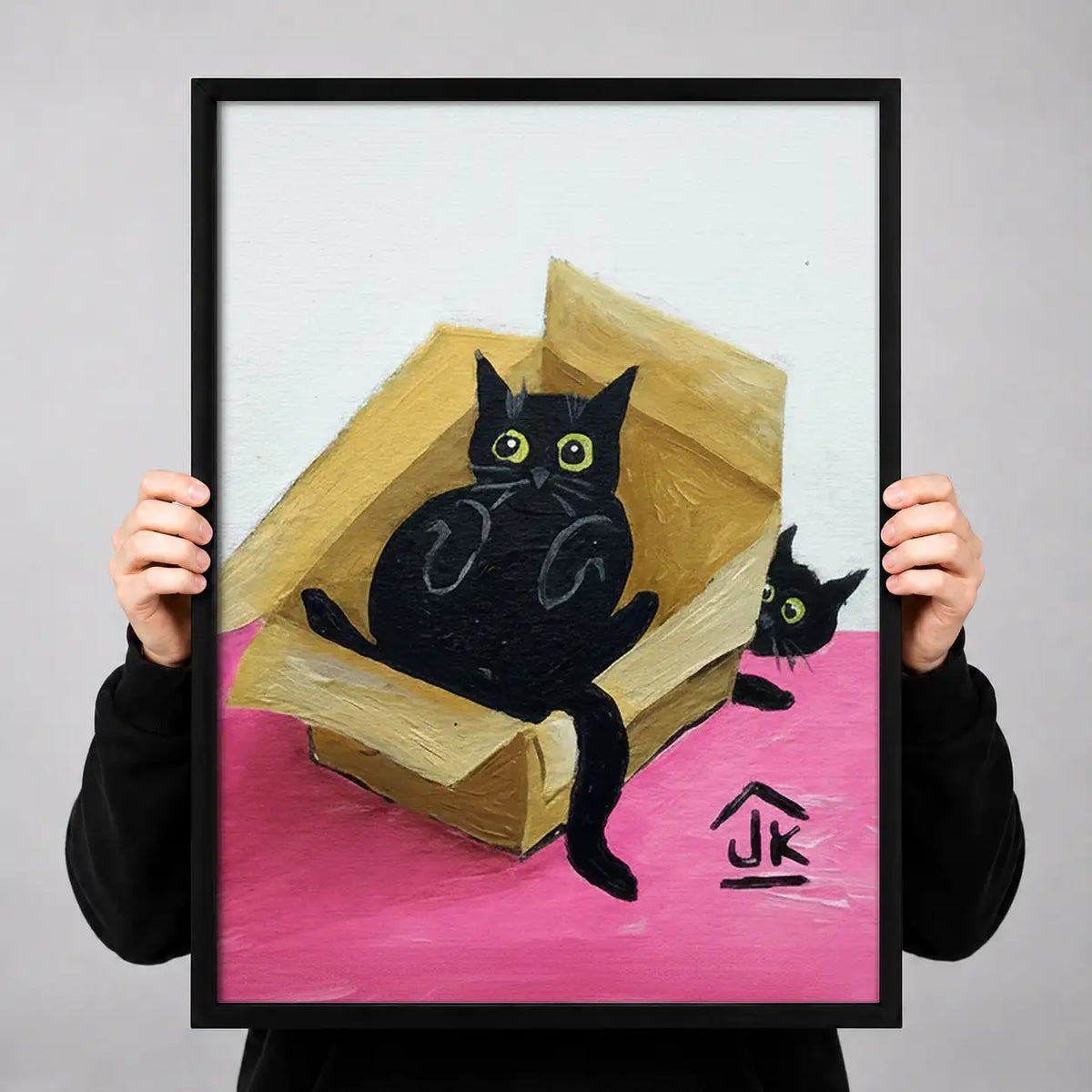 Black Cat Relaxing in Pink Armchair Wall Art 3