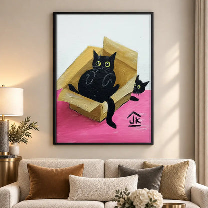 Black Cat Relaxing in Pink Armchair Wall Art 5