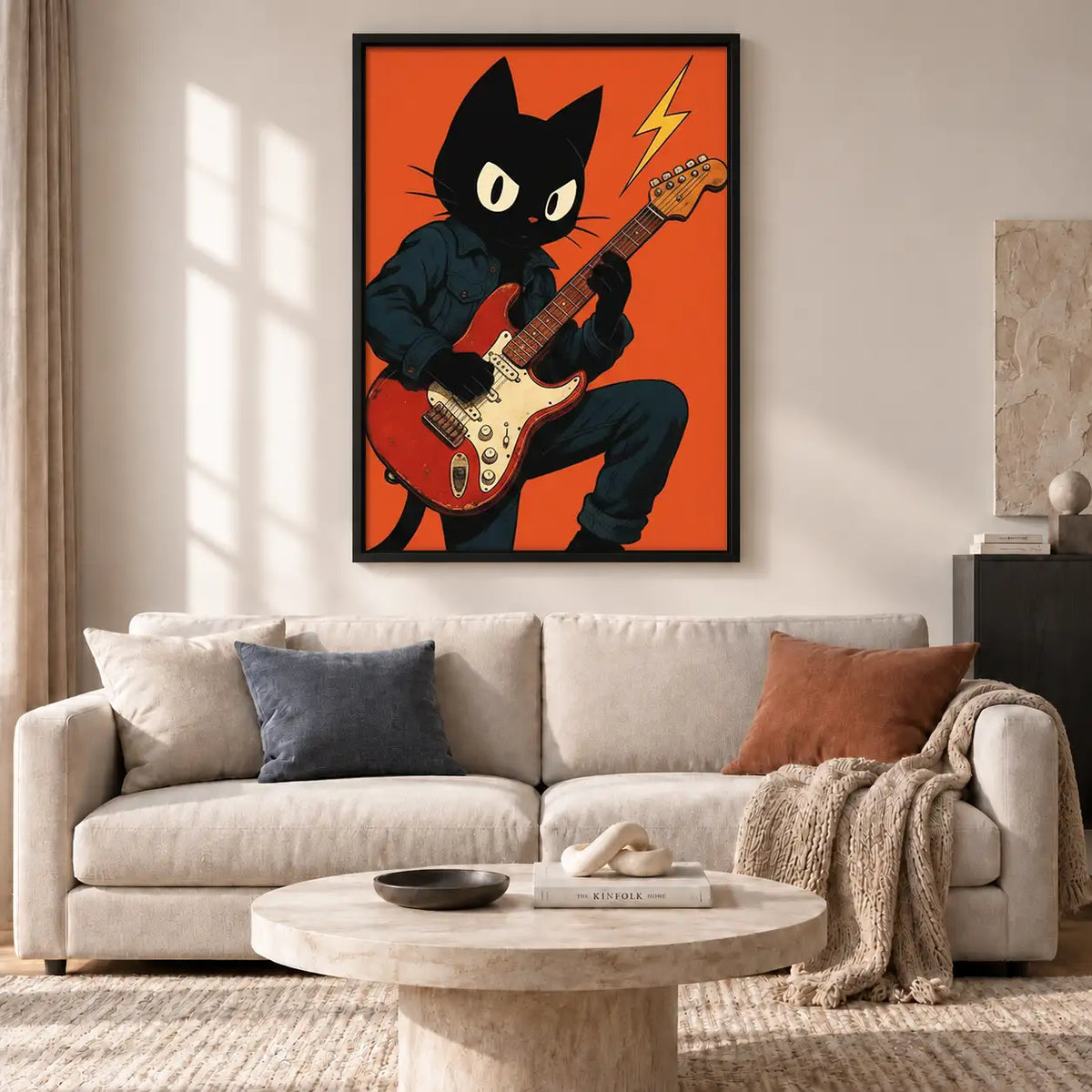 Black Cat Rock Guitarist Wall Art 2