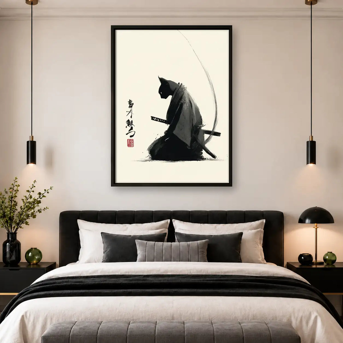 Black Cat Samurai Wall Art 4