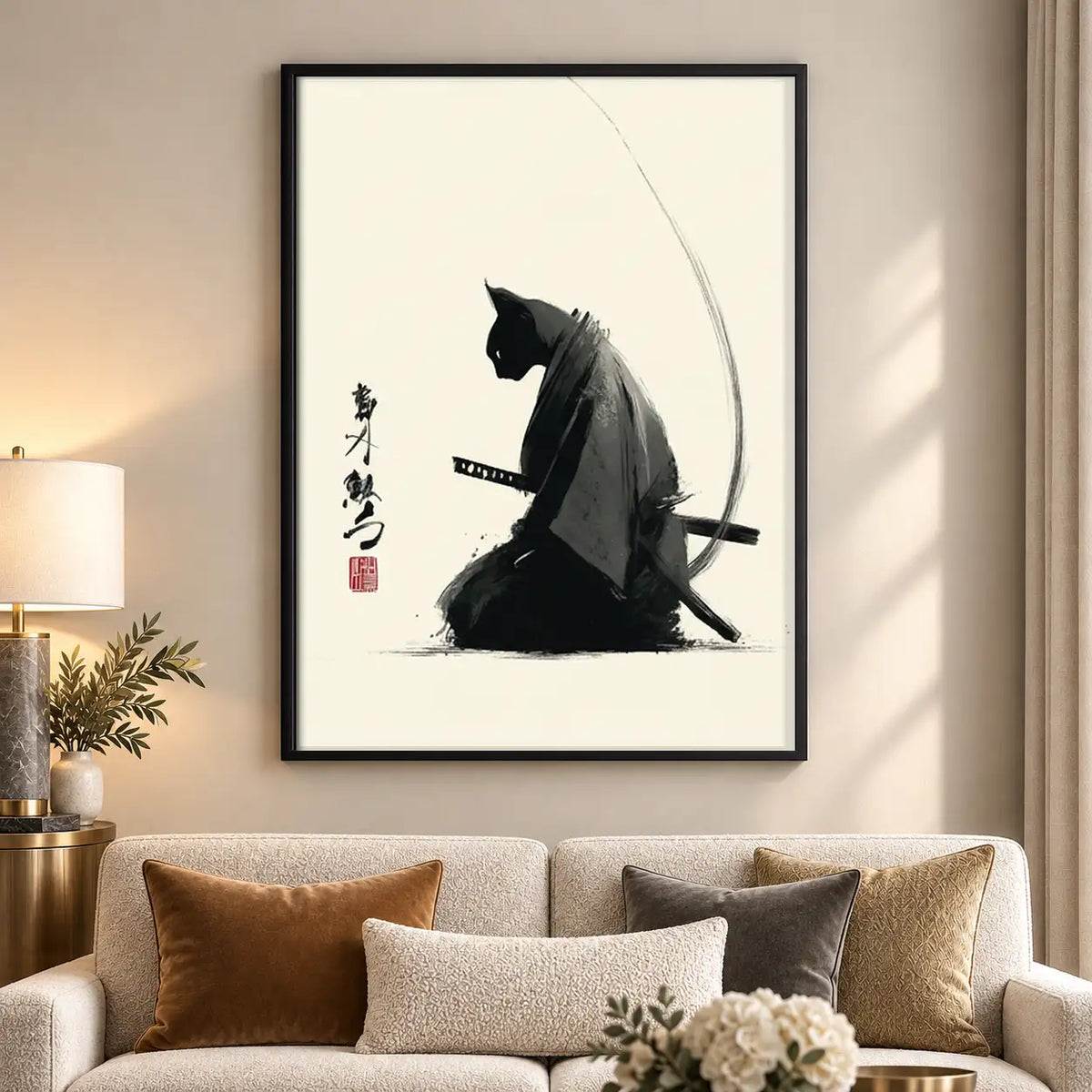 Black Cat Samurai Wall Art 5