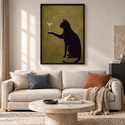 Black Cat Serving Martini Wall Art 2