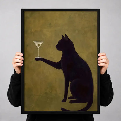 Black Cat Serving Martini Wall Art 3