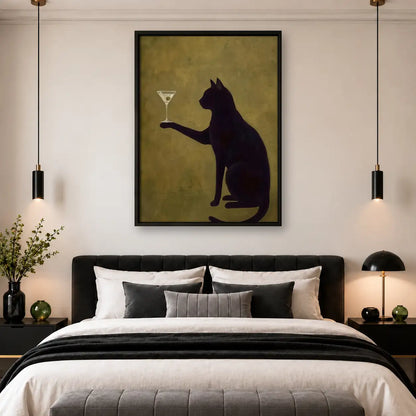 Black Cat Serving Martini Wall Art 4