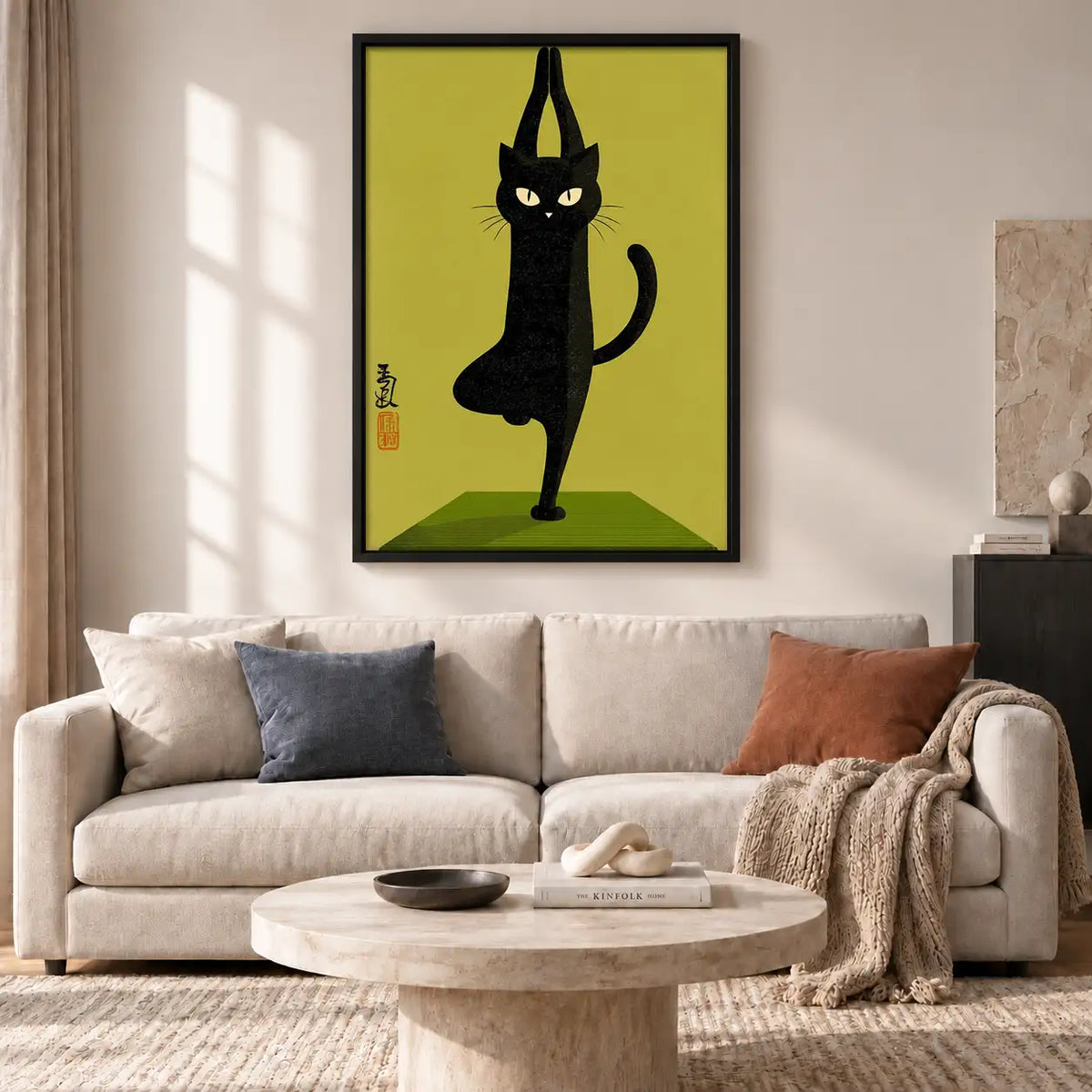 Black Cat Standing on One Leg Wall Art 2