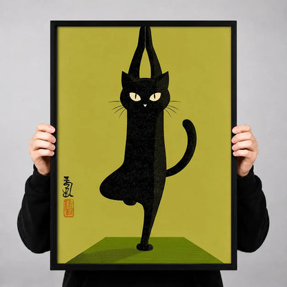 Black Cat Standing on One Leg Wall Art 3