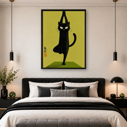 Black Cat Standing on One Leg Wall Art 4