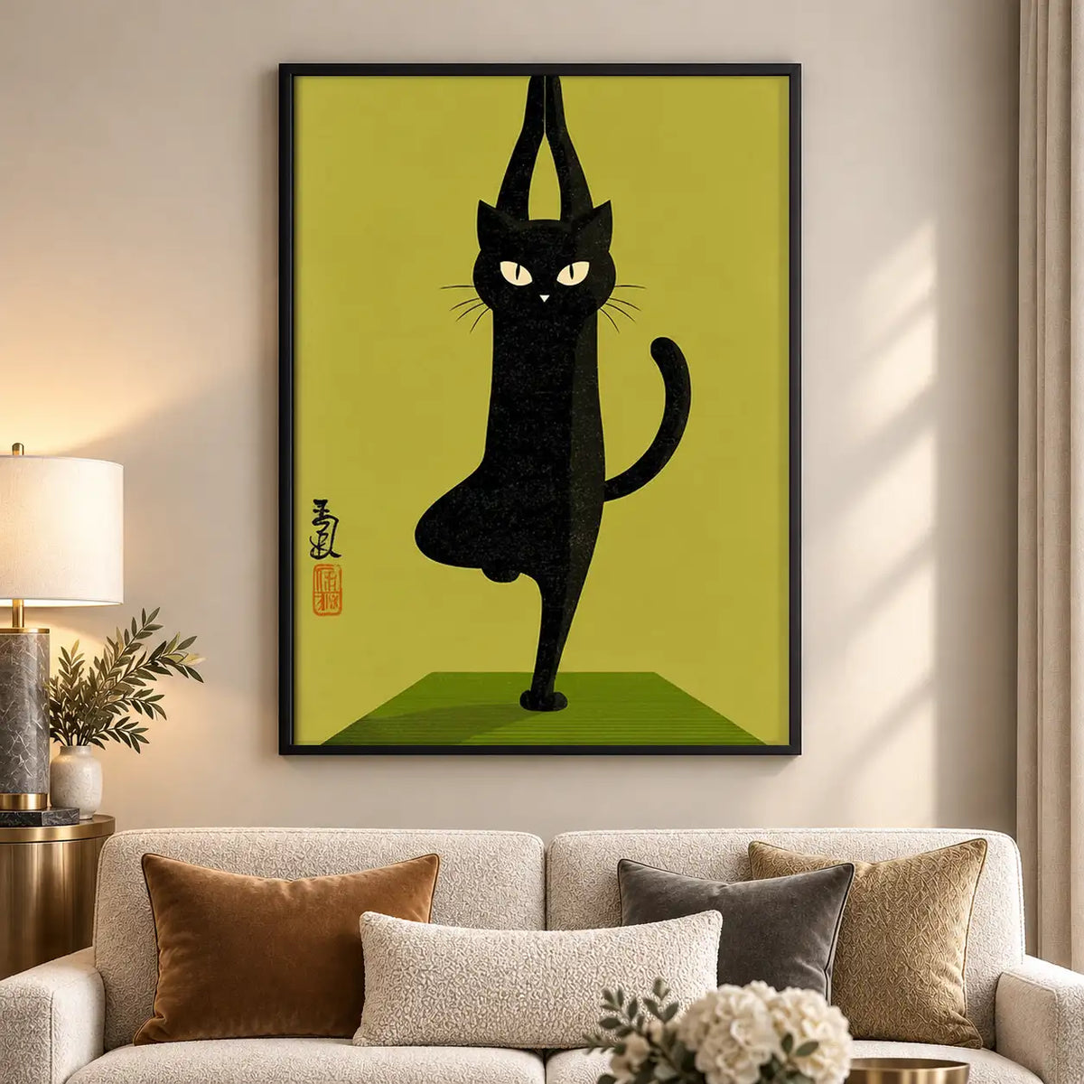 Black Cat Standing on One Leg Wall Art 5