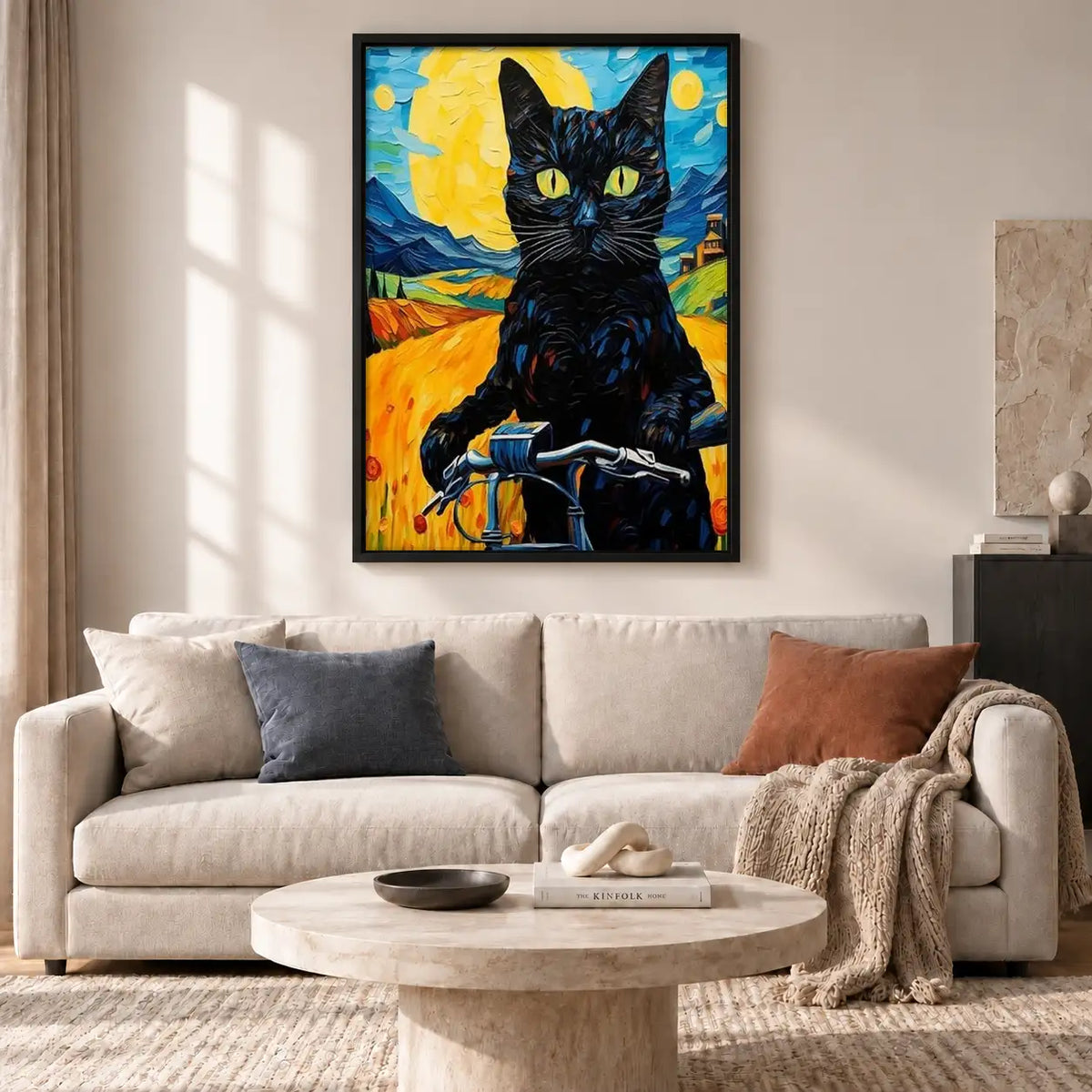 Black Cat Starry Landscape Wall Art 2