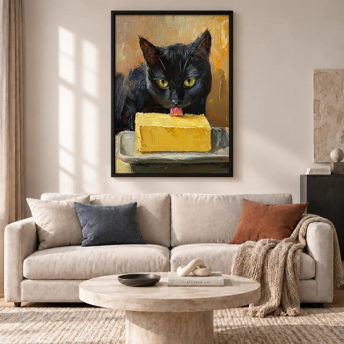 Black Cat Stealing Yellow Cake Wall Art 2