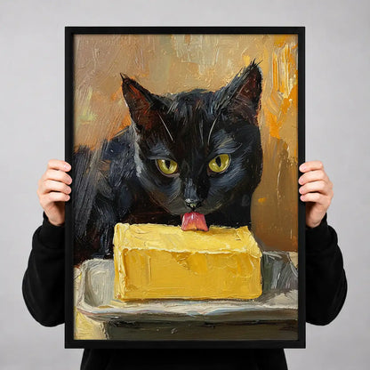 Black Cat Stealing Yellow Cake Wall Art 3