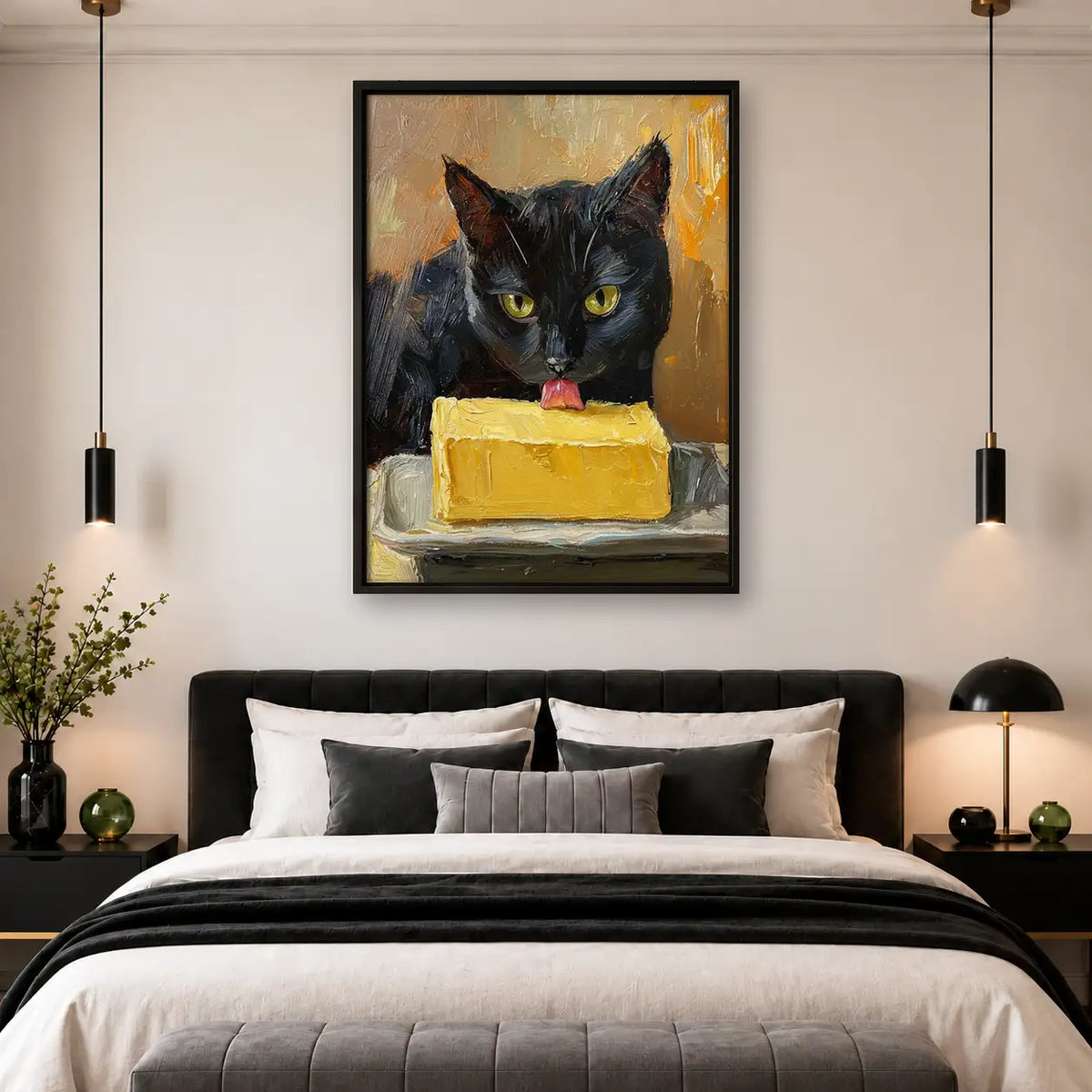 Black Cat Stealing Yellow Cake Wall Art 4