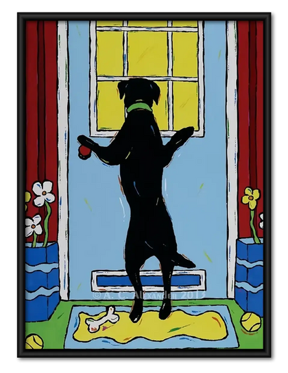 Black Cat Watching at the Window Wall Art