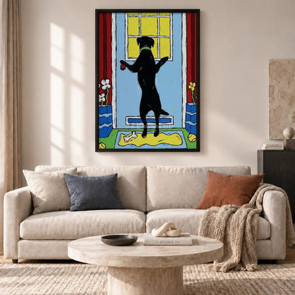 Black Cat Watching at the Window Wall Art 2