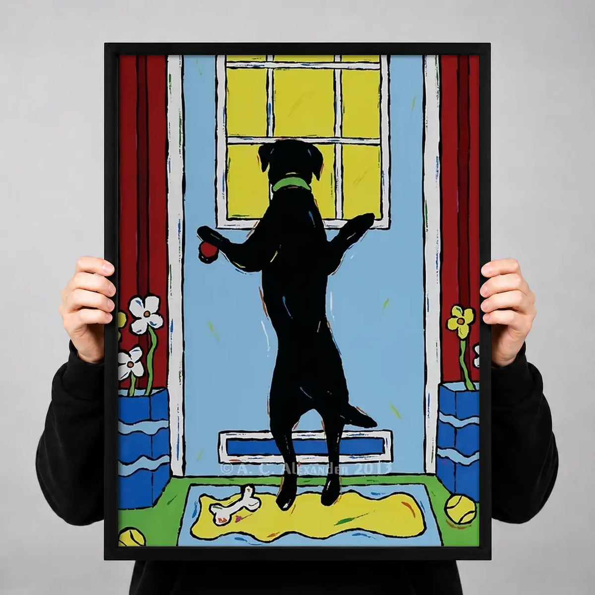 Black Cat Watching at the Window Wall Art 3