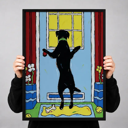 Black Cat Watching at the Window Wall Art 3