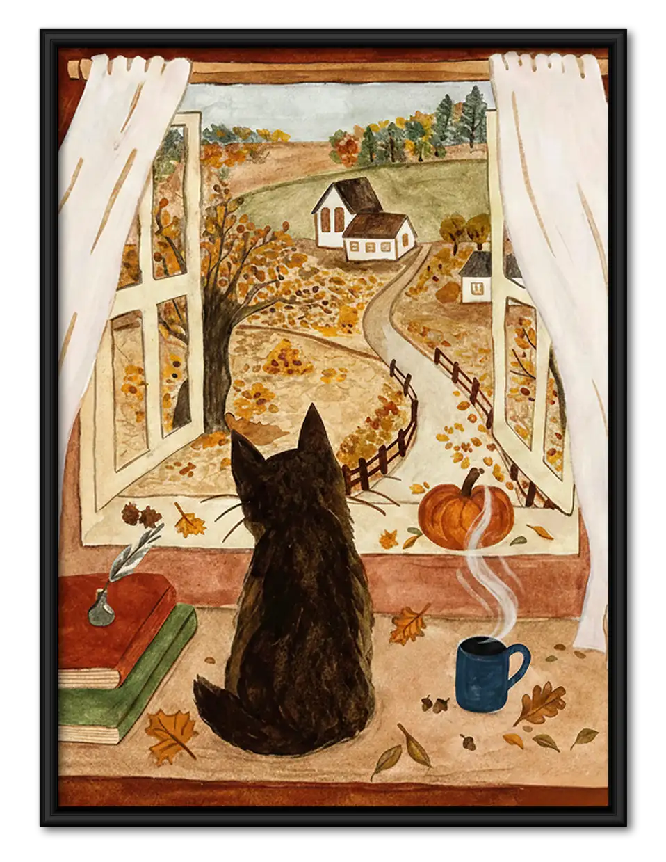 Black Cat Watching from Balcony Wall Art 1