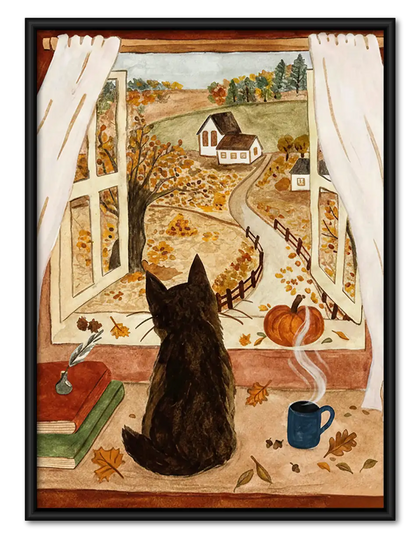 Black Cat Watching from Balcony Wall Art