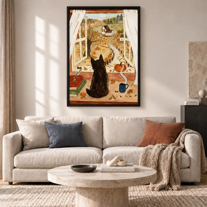 Black Cat Watching from Balcony Wall Art 2