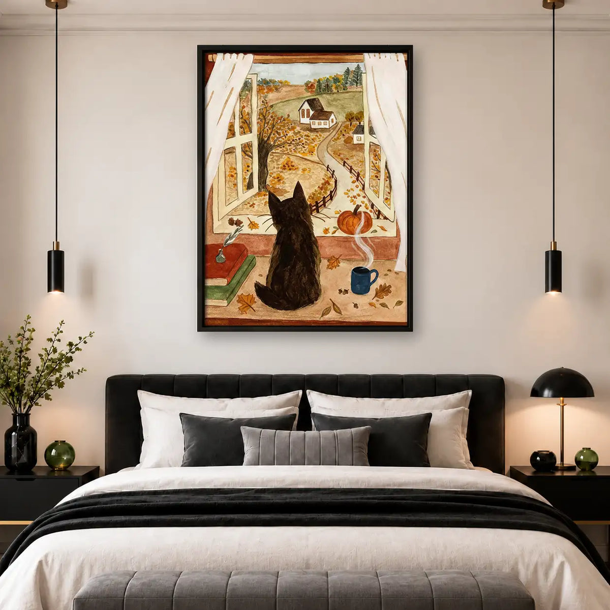 Black Cat Watching from Balcony Wall Art 4