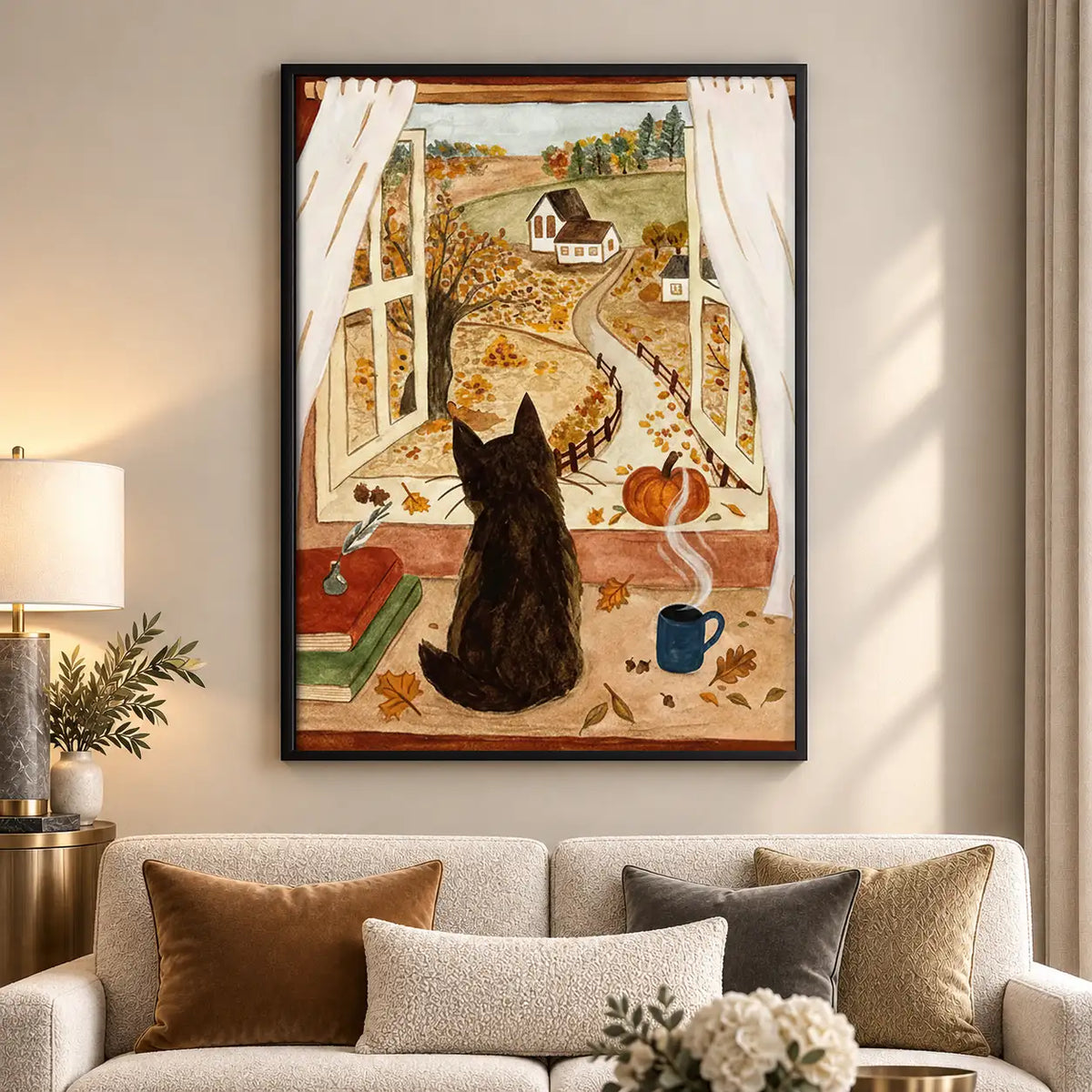 Black Cat Watching from Balcony Wall Art 5
