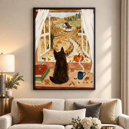 Black Cat Watching from Balcony Wall Art 5