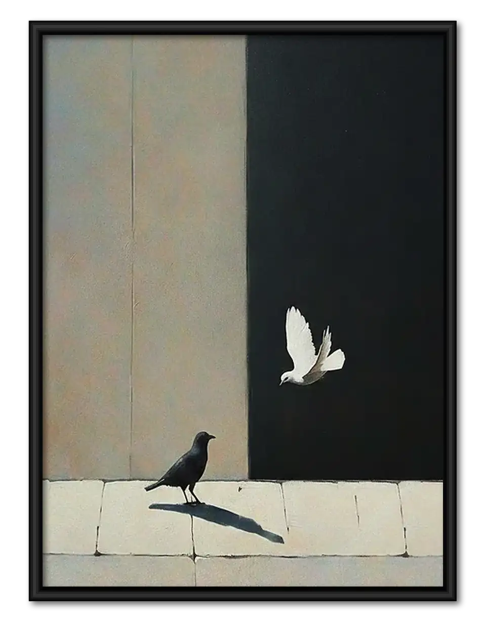 Black Cat Watching White Butterfly Wall Art 1