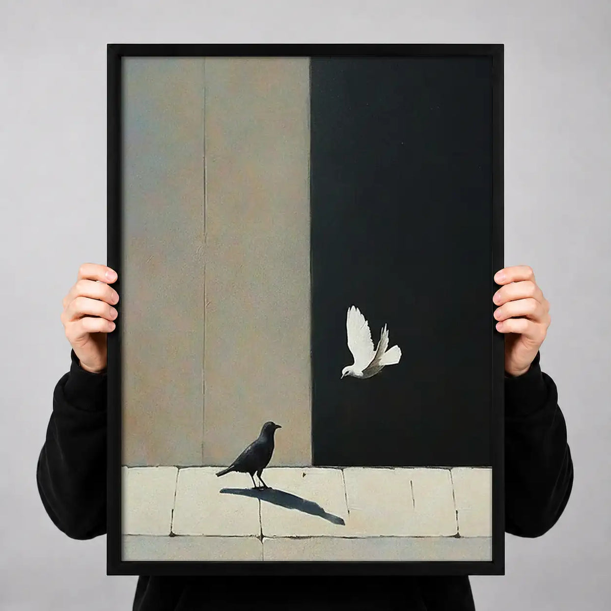 Black Cat Watching White Butterfly Wall Art 3