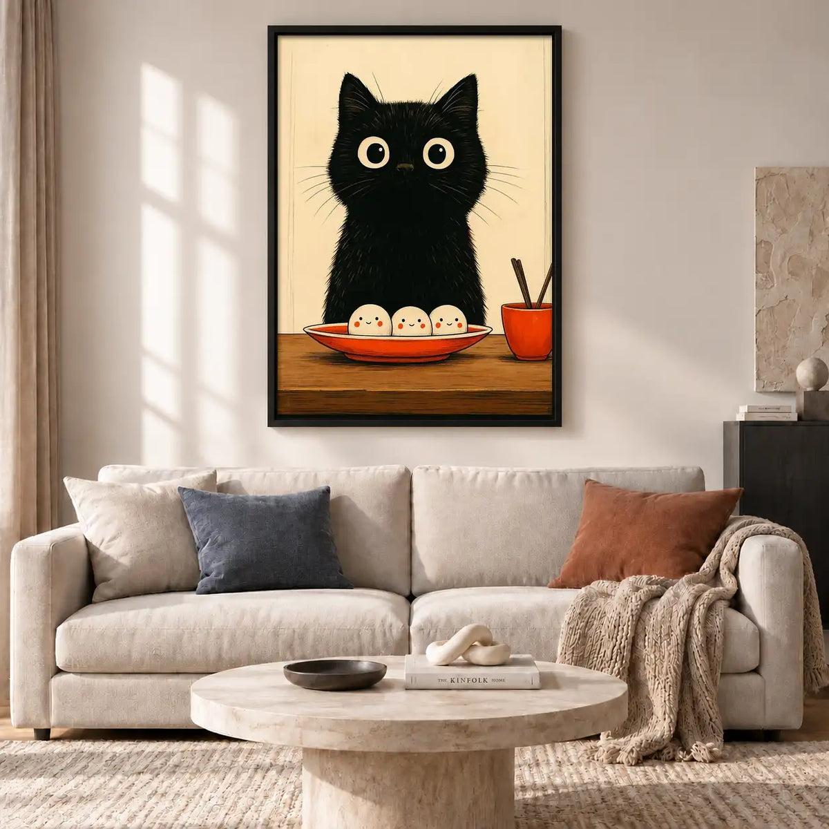 Black Cat with Breakfast Eggs Wall Art 2
