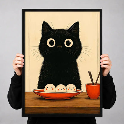 Black Cat with Breakfast Eggs Wall Art 3