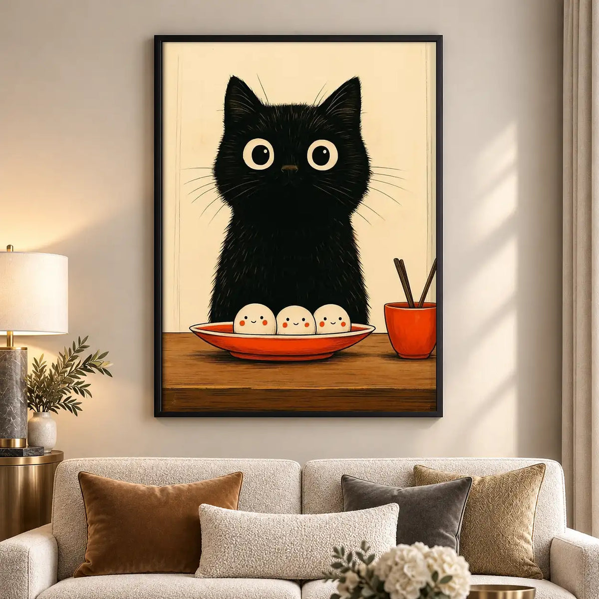 Black Cat with Breakfast Eggs Wall Art 5