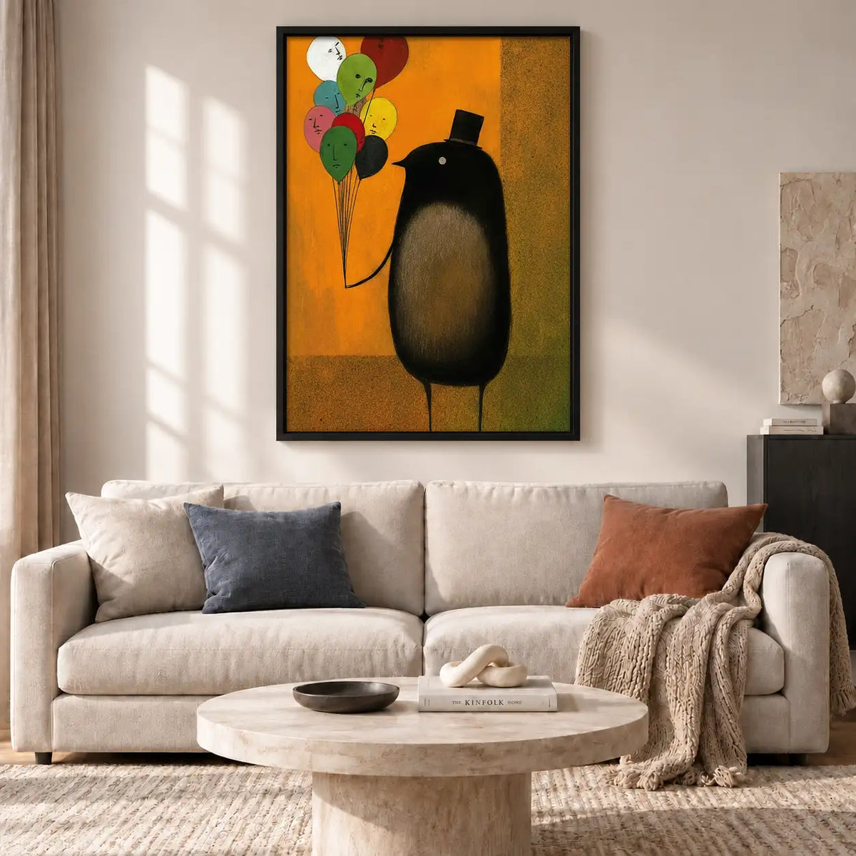 Black Cat with Colorful Balloons Wall Art 2