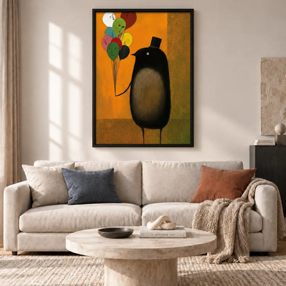 Black Cat with Colorful Balloons Wall Art 2