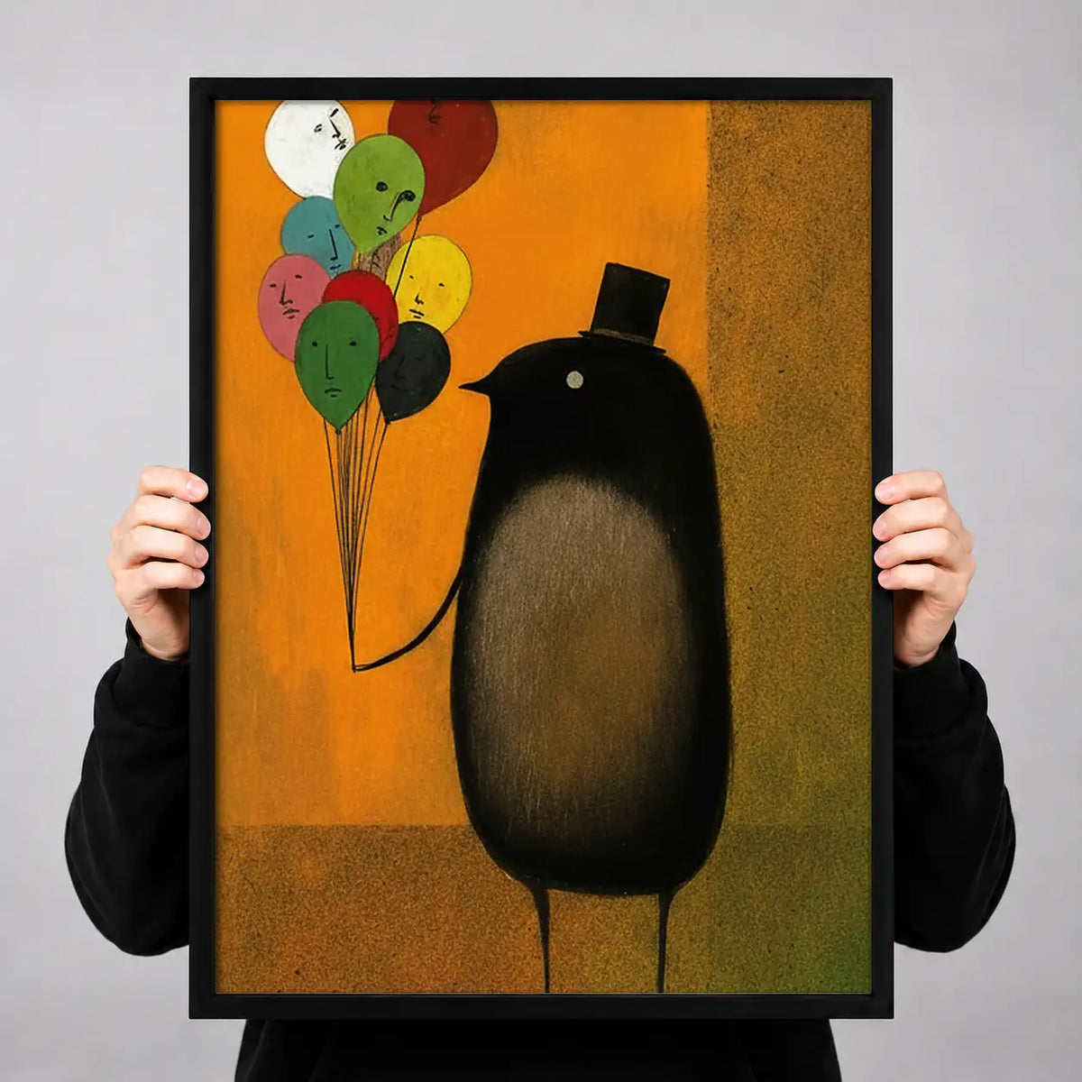 Black Cat with Colorful Balloons Wall Art 3