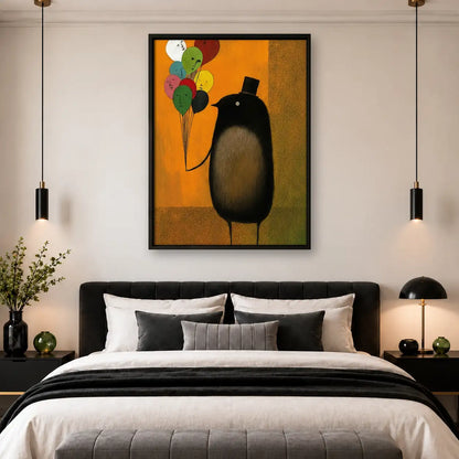 Black Cat with Colorful Balloons Wall Art 4