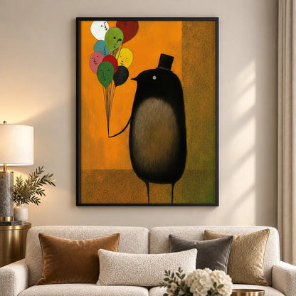 Black Cat with Colorful Balloons Wall Art 5